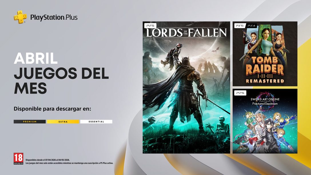 Lords of the Fallen, Tomb Raider I-III Remastered y Sword Art Online Fractured Daydream llegan a PlayStation Plus en Abril