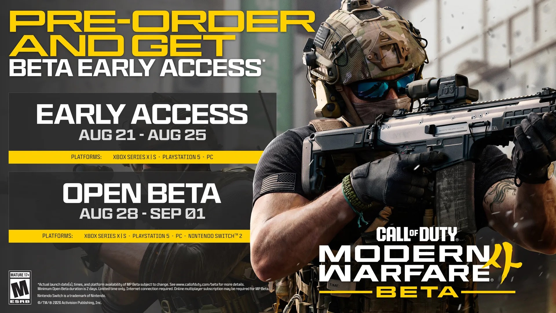 Modern Warfare 4: fechas de la Beta abierta, Call of Duty: NEXT, resumen del Fanatics Fest y bonus del camuflaje de armas serializado por reserva anticipada